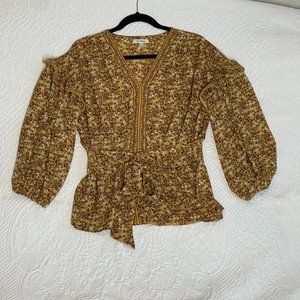 Max Studio Women's Crepe 3/4 Sleeve Tie Front Blouse - Size Large